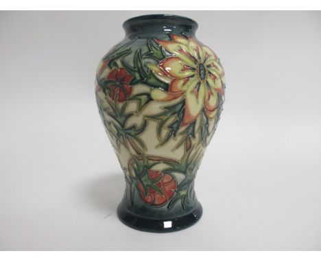 A contemporary Moorcroft pottery vase,  of baluster form, in the 'Spike' pattern designed by Rachael Bishop, impressed factor