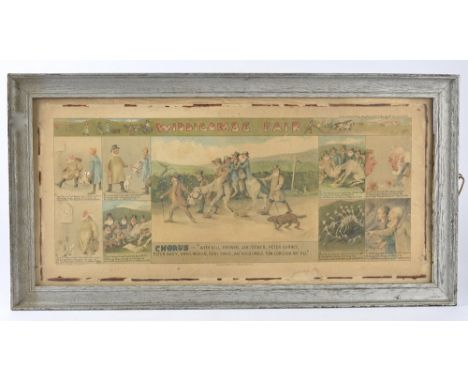 An early 20th Century fire screen,  with a depiction of elephants and a giraffe, together with a framed print of Widecombe Fa