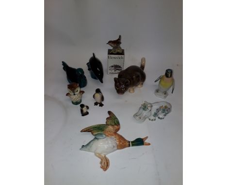 Pottery and Porcelain Bird and Animal Models, various models comprising Beswick flying mallard wall pocket, boxed Beswick wre