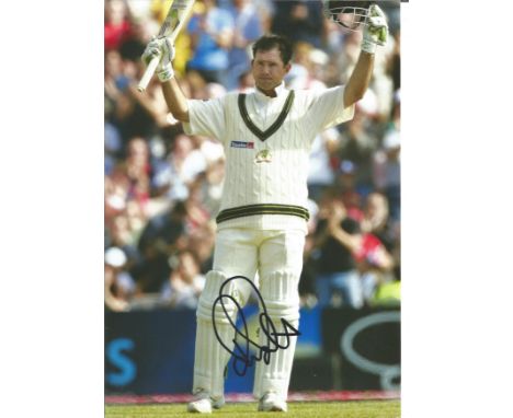 Cricket Ricky Ponting signed 12x8 colour photo pictured while playing for Australia. Good Condition. All signed pieces come w