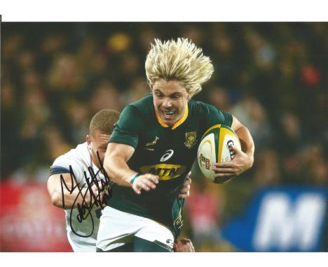 Rugby Faf de Klerk 12x8 signed colour photo pictured playing for South Africa against England. Good Condition. All signed pie