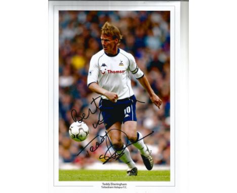 Football Teddy Sheringham signed 12x8 colour photo pictured playing for Tottenham Hotspur. Sheringham played as a forward, mo