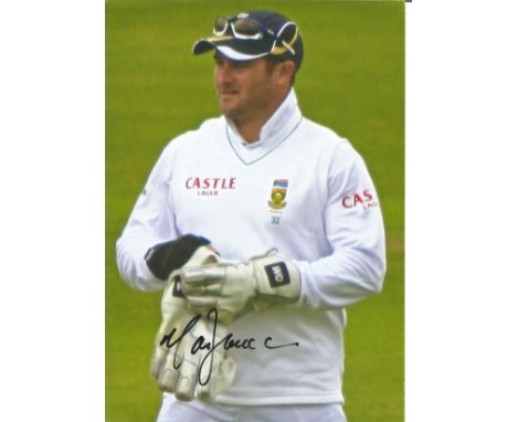 Cricket Mark Boucher signed 12x8 colour photo pictured while playing for South Africa. Good Condition. All signed pieces come