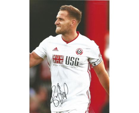 Football Billy Sharp signed 12x8 colour photo pictured playing for Sheffield United. Good Condition. All signed pieces come w