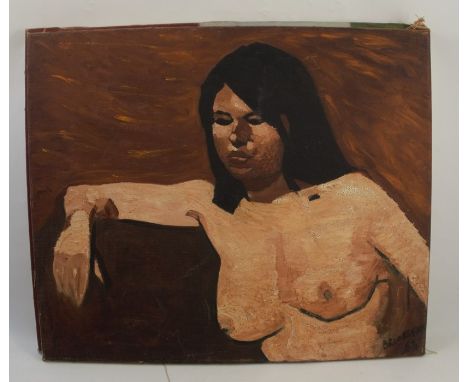 Percy Drake Brookshaw, 20th century British school, oil on canvas, nude portrait of a woman, signed and dated 1963, together 