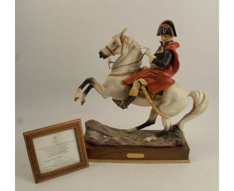 A Royal Worcester limited edition figure of Napoleon Bonaparte, modelled by Bernard Winskill, raised on a plinth, with certif