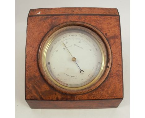 An 18th century aneroid table barometer, by Dixey, New Bond Street, London, in a fitted burr wood case, case width 6.75insCon