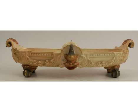 A Royal Worcester gilded and blush ivory boat shaped centre piece, shape number 1694, circa 1897, width 15insCondition Report