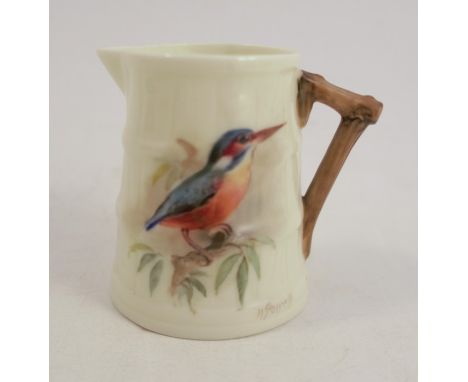 A Royal Worcester rustic jug, decorated with a kingfisher by William Powell, 1926, height 2.5insCondition Report:  Inspected 