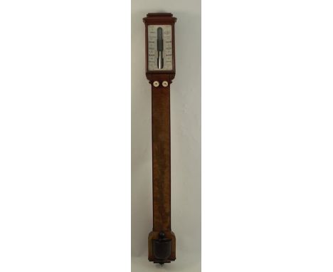 A 19th century Aide London mahogany stick barometer, with mercury filled tube and ivory dial, height 41ins