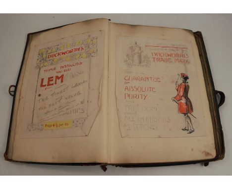Duckwork &amp; Co, an original manuscript advertising copy book, with original text and artwork, Japanese examples, etc. 15in