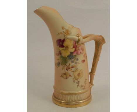 A Royal Worcester blush ivory tusk vase, decorated with flowers, shape number 1116, dated 1912, height 6.5insCondition Report