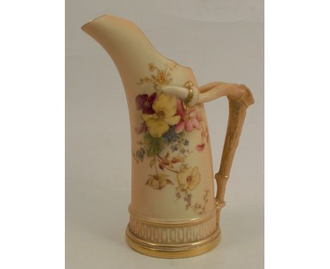 A Royal Worcester blush ivory tusk vase, decorated with flowers, shape number 1116, dated 1912, height 6.5insCondition Report