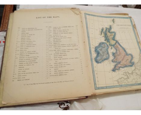 J W LOWRY 'Lowry's Table Atlas' first edition c1850 published by Chapman & Hall, London, quarter leather bound with gilt lett