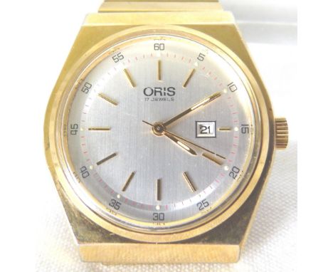 GENTS ORIS WATCH. Gents gold plated vintage Oris 17 jewel mechanical watch in good working order