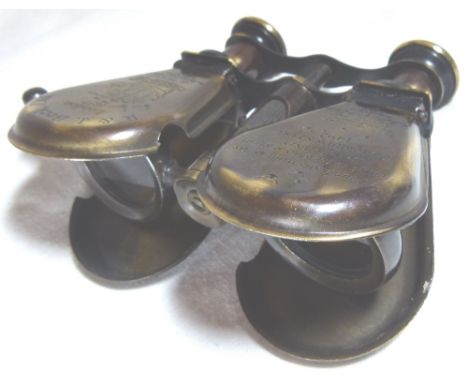 FOLDING BINOCULARS. Brass folding binoculars marked R&J Beck