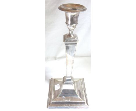 PLATED CANDLE STICK. Single EPNS square column candle stick H: 30 cm 