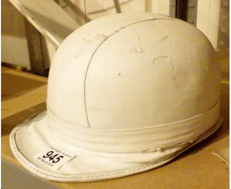 LEATHER MOTORCYCLE HELMET. Vintage padded leather motorcycle helmet 
