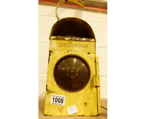 ORIGINAL WARNING LAMP. Original yellow painted road works warning lamp parafin powered 