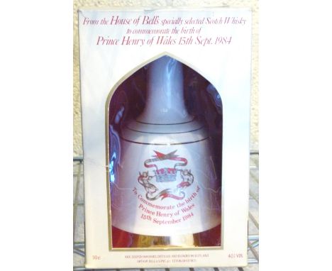 BELLS WHISKY. Boxed and sealed Bells whisky bottle for Prince Henry of Wales 1984