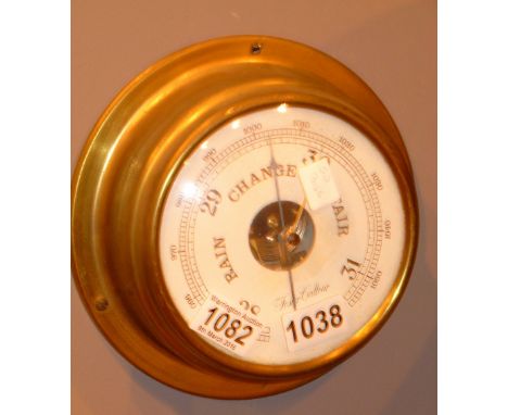 BAROMETER. Brass cased barometer by Foster Callear 