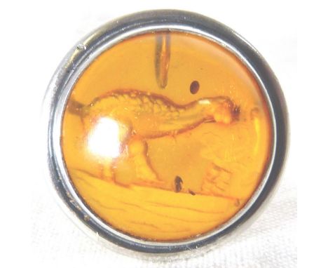 AMBER PENDANT. Vintage amber pendant set in silver