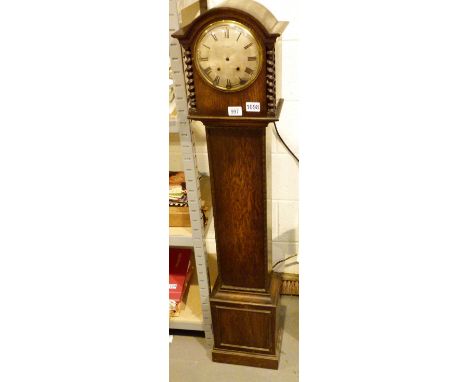 GRANDDAUGHTER CLOCK CASING.  Granddaughter clock (casing only, requires movement) a dial face marked Russell Ltd Liverpool an