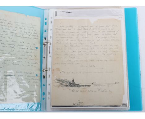 Historically Important and Very Interesting Archive With Fascinating Bismarck Sinking Content. Wartime Photographs, artwork a