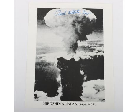 Paul Tibbets, Pilot who flew Hiroshima mission over Japan August 6 1945. Signed Photograph of the infamous mushroom cloud.