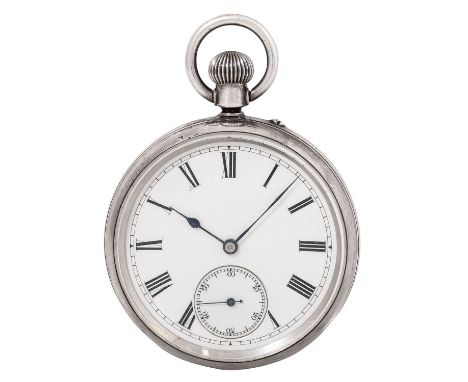 Anonyme antike Lepine Taschenuhr, England ca. 1893. Gehäuse Sterling Silber 925. Handaufzug Uhrwerk mit 6 Lagersteinen, Spitz