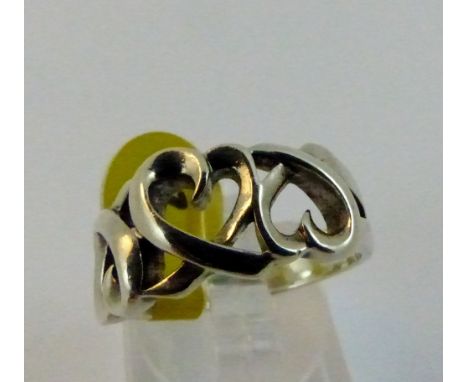 Sterling silver entwined heart ring