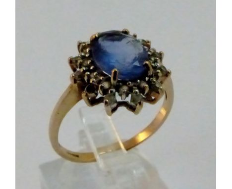 9 ct Rose gold tanzanite and zircon ring 3.50ct size N