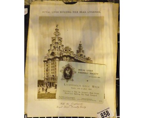 Album of vintage photographs including Liverpool related, one of Royal Liver friendly society items