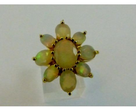 Large Welo opal flower head ring (7ct opal weight) Size R