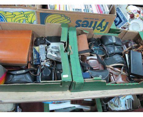 Cameras - Voigtlander, Rollei A26, Yashica, Polaroid, Ilford, Fuji, Chinon, etc, approximately twenty-six:- Two Boxes.