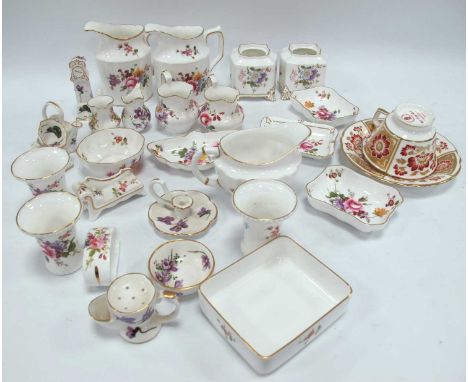 Royal Crown Derby 'Derby Posies' and Hammersley Violets China Trinkets red Derby panel cup and saucer:- One Tray.