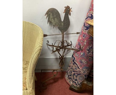 Cast Iron Weather Vane, with cockeral atop, 86cm high.