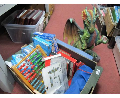 Large Ornamental Figure of a Dragon Holding Crystal Ball, Revell kits, Monopoly board and game pieces, garden balls and other