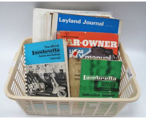 Morris Miner Workshop Manual, Layland Journal (8) MG Midget Manual RAF 90 years booklet, Lambretta home workshop manual and b