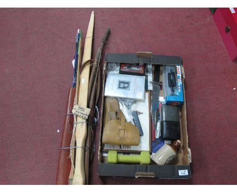 Ridge Runners Bowie Style Knife. Pocket knives, leather gun holster, hip flask. Publications, Lledo Super Sonic Car, etc:- On