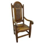 A 1918 EISTEDDFOD BARDIC CHAIR AWARDED TO REVEREND WILLIAM ALFA RICHARDS (1875-1931) in carved