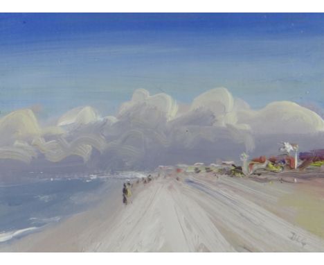 DAVID LLOYD GRIFFITH oil on card - entitled verso 'Pensarn Beach', signed with initials, 11 x 15.5cms Provenance: private col
