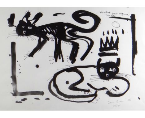 WILLIAM BROWN limited edition (15/17) monoprint - titled 'Un Chat Peut Regarder un Roi' (A Cat can Watch a King), signed and 
