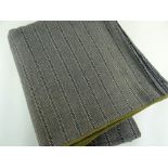 A TWO SECTION JOINED HEAVY WEIGHT ANTIQUE WELSH BLANKET having narrow multicoloured stripes to a