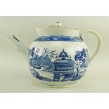 A BLUE & WHITE POTTERY PUNCH POT & COVER POSSIBLY UNRECORDED SWANSEA CAMBRIAN circa 1800, of bellied