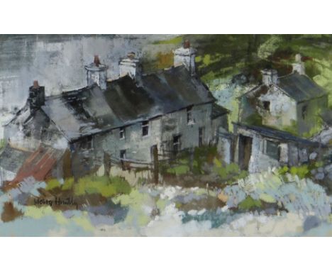 MOIRA HUNTLY pastel - North Anglesey farmstead, signed and entitled verso on original John Blockly Gallery label verso, 22 x 