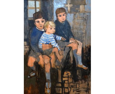 CLAUDIA WILLIAMS oil on board - group portrait of the artist's three sons, signed verso and dated 1963, 110 x 78cms Provenanc