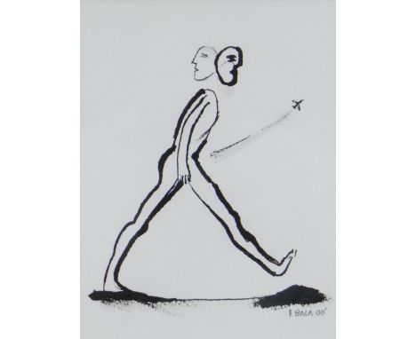 IWAN BALA ink on paper - entitled verso 'Mae'r Ysbryd Mawr yn Cerdded' (The Great Spirit is Walking), signed and dated 2000, 