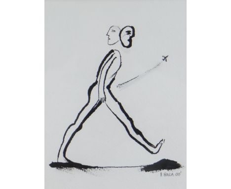 IWAN BALA ink on paper - entitled verso 'Mae'r Ysbryd Mawr yn Cerdded' (The Great Spirit is Walking), signed and dated 2000, 