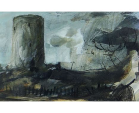 CLIVE HICKS-JENKINS gouache - entitled verso on Attic Gallery Swansea label 'Easter Road', 15 x 22.5cms Provenance: private c